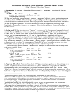 1 Morphological and Syntactic Aspects of Indefinite Pronouns In