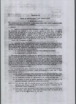 1.1 Subject to the Provisions of the Constitution of India, Parliament May by Law, Regulate the Recruitment, and Conditions of S