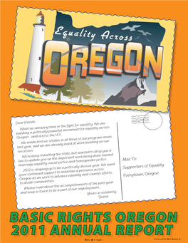 Basic Rights Oregon 2011 Annual Report Cover Art by Ben Brown Jr