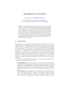 Micropatterns in Grammars