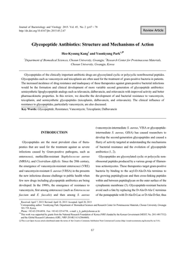 Glycopeptide Antibiotics: Structure and Mechanisms of Action