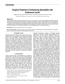 Surgical Treatment of Ankylosing Spondylitis with Andersson Lesion