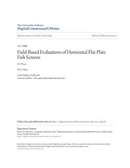 Field-Based Evaluations of Horizontal Flat-Plate Fish Screens B