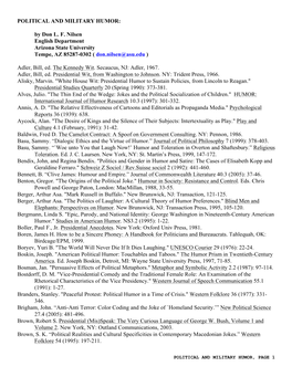 POLITICAL and MILITARY HUMOR: by Don L. F. Nilsen English Department Arizona State University Tempe, AZ 85287-0302 ( Don.Nilsen