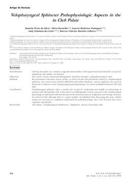 Velopharyngeal Sphincter Pathophysiologic Aspects in the in Cleft Palate