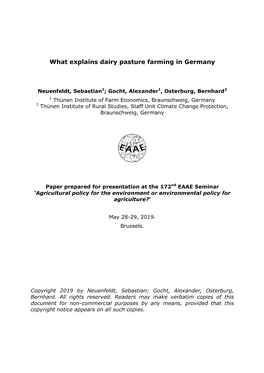 What Explains Dairy Pasture Farming in Germany