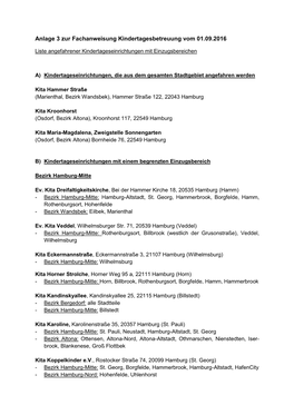 Anlage 3 Zur Fachanweisung Kindertagesbetreuung Vom 01.09.2016