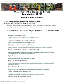 COFE - Council on Forest Engineering - Conference Proceedings 2001