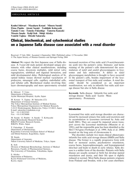 Clinical, Biochemical, and Cytochemical Studies on a Japanese Salla Disease Case Associated with a Renal Disorder