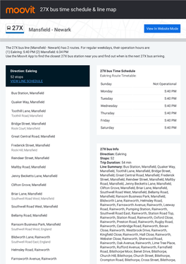 27X Bus Time Schedule & Line Route