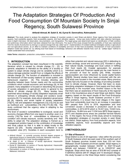 The Adaptation Strategies of Production and Food Consumption of Mountain Society in Sinjai Regency, South Sulawesi Province