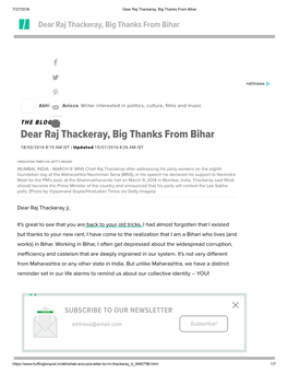 Dear Raj Thackeray, Big Thanks from Bihar