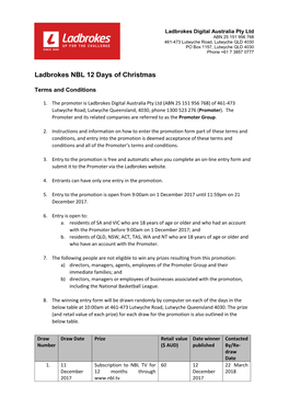Ladbrokes NBL 12 Days of Christmas