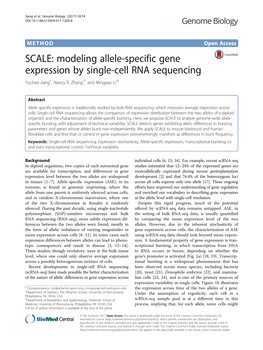 SCALE: Modeling Allele-Specific Gene Expression by Single-Cell RNA Sequencing Yuchao Jiang1, Nancy R