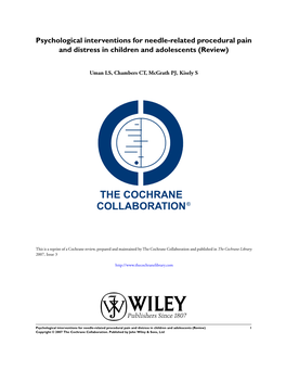 Psychological Interventions for Needle-Related Procedural Pain and Distress in Children and Adolescents (Review)