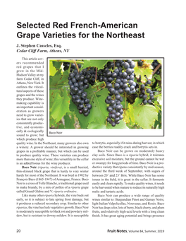 Selected Red French-American Grape Varieties for the Northeast J