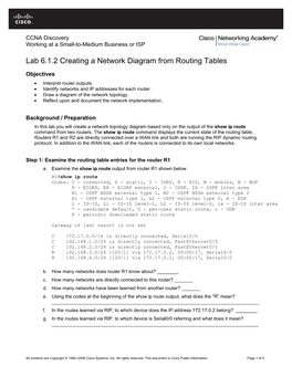 Lab 6.1.2 Creating a Network Diagram from Routing Tables