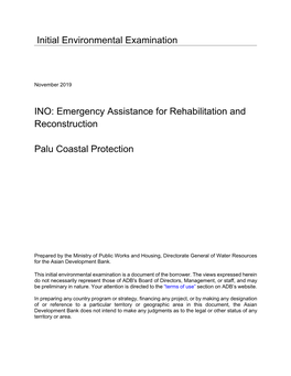 Palu Coastal Protection Initial Environmental Examination