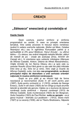 CREAŢII „Săteasca” Enesciană Şi Constelaţia Ei