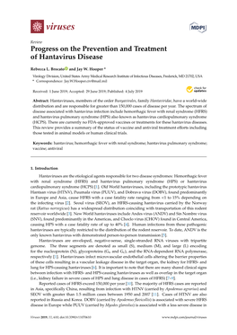 Progress on the Prevention and Treatment of Hantavirus Disease