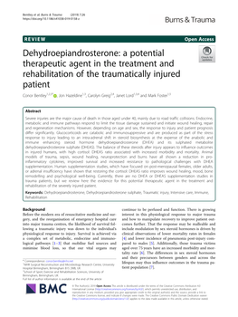 Dehydroepiandrosterone: a Potential Therapeutic Agent in the Treatment