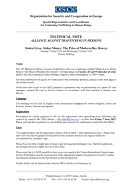 Technical Note Alliance Against Trafficking in Persons