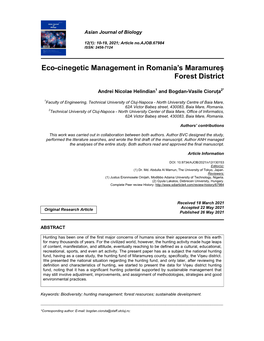 Eco-Cinegetic Management in Romania's Maramureș Forest District