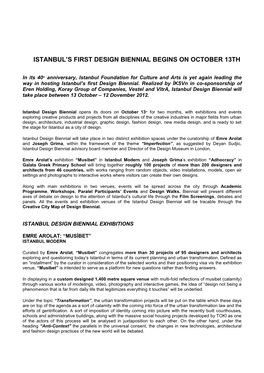 Istanbul's First Design Biennial Begins on October