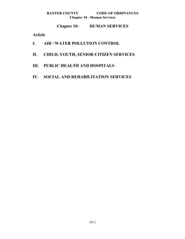 Chapter 10: HUMAN SERVICES Article I. AIR / WATER POLLUTION