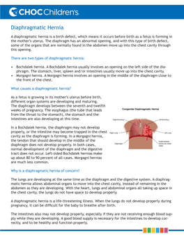 Diaphragmatic Hernia Handout.Indd