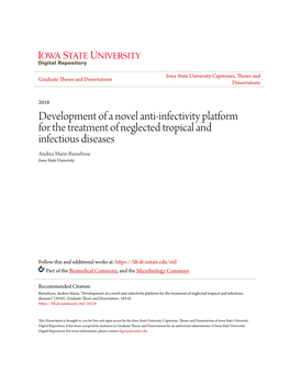 Development of a Novel Anti-Infectivity Platform for the Treatment of Neglected Tropical and Infectious Diseases Andrea Marie Binnebose Iowa State University