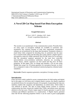 A Novel 2D Cat Map Based Fast Data Encryption Scheme