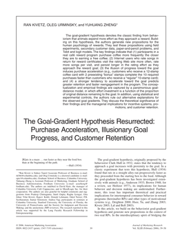 The Goal-Gradient Hypothesis Resurrected: Purchase Acceleration, Illusionary Goal Progress, and Customer Retention