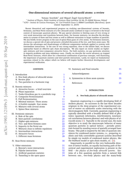 Arxiv:1903.12189V3 [Cond-Mat.Quant-Gas] 10 Sep 2019 I