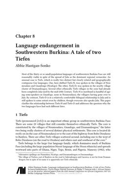 Language Endangerment in Southwestern Burkina: a Tale of Two Tiefos Abbie Hantgan-Sonko