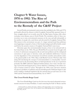 Chapter 9: Water Issues, 1970 to 1992: the Rise of Environmentalism and the Path to the Restudy of the C&SF Project