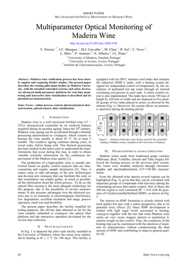 MULTIPARAMETER OPTICAL MONITORING of MADEIRA WINE Multiparameter Optical Monitoring of Madeira Wine V