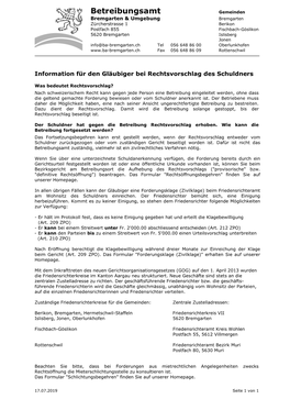 Information Zum Rechtsvorschlag