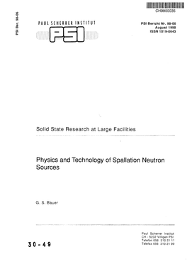 Physics and Technology of Spallation Neutron Sources