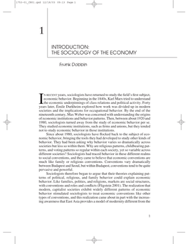 Introduction: the Sociology of the Economy