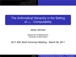 The Arithmetical Hierarchy in the Setting of 1