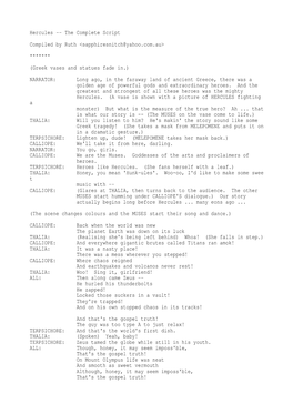 Hercules -- the Complete Script Compiled by Ruth <Sapphiresnitch