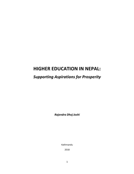 HIGHER EDUCATION in NEPAL: Supporting Aspirations for Prosperity