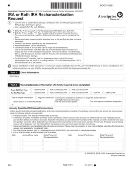 IRA Or Roth IRA Recharacterization Request (591)