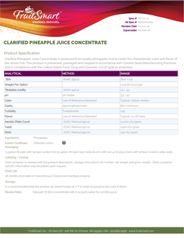 Clarified Pineapple Juice Concentrate