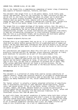 Jargon File, Version 4.0.0, 24 Jul 1996