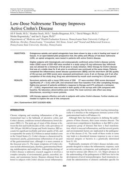 Low-Dose Naltrexone Therapy Improves Active Crohn's Disease