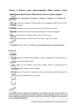 Miocene to Holocene Marine Tephrostratigraphy Offshore Northern Central America and Southern Mexico: Pulsed Activity of Known Vo
