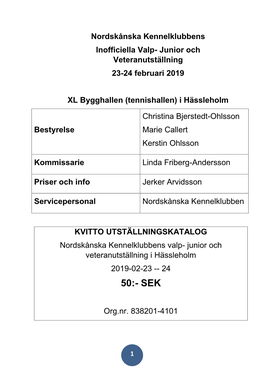 Katalog Valp, Junior & Veteran Utställning