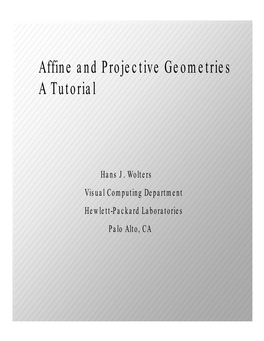 Affine and Projective Geometries a Tutorial